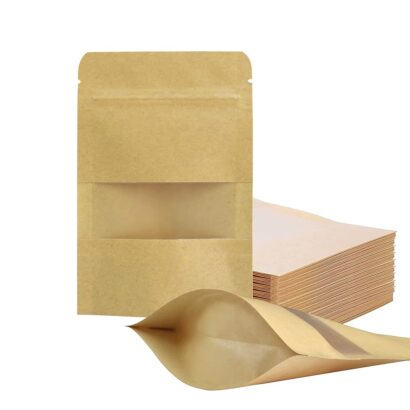 100 Resealable Kraft Paper Bags: Perfect for Food Storage & Packaging