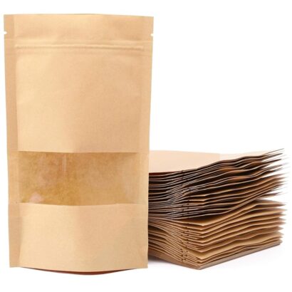 100pcs Kraft Paper Treat Bags with Window for Snacks and Cookies