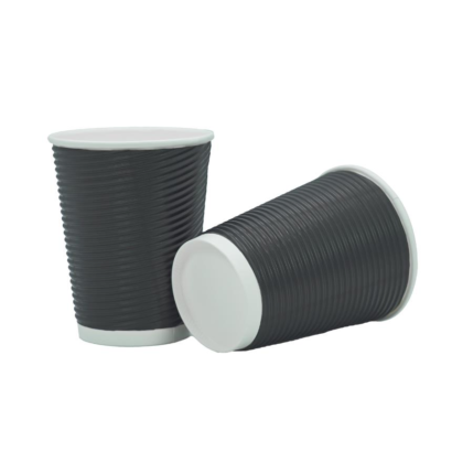 10oz Black Ripple Paper Cups: Perfect for Enjoying Hot Coffee