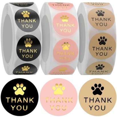 1500 Paw Print Thank You Stickers for All Your Packaging Needs