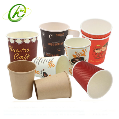 16 Oz Customized White Paper Coffee Cups with Black Dome Lids