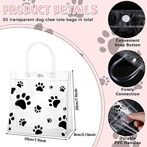 20 Pack Clear PVC Dog Paw Gift Bags for Pet Parties and Treats