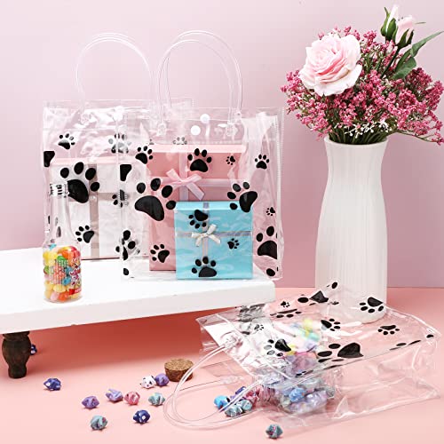 20 Pack Clear PVC Dog Paw Gift Bags for Pet Parties and Treats