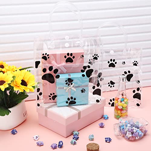20 Pack Clear PVC Dog Paw Gift Bags for Pet Parties and Treats