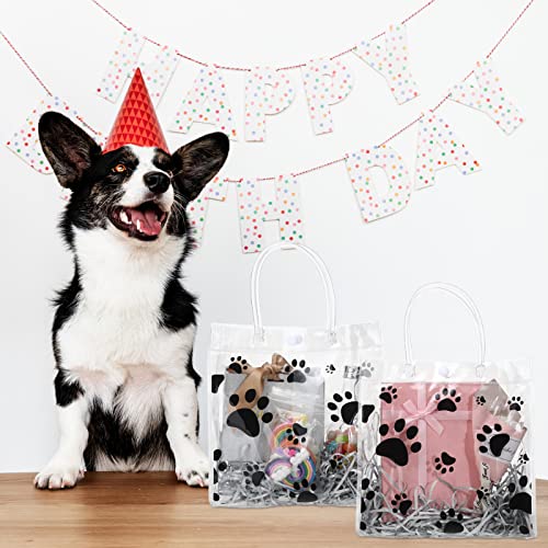 20 Pack Clear PVC Dog Paw Gift Bags for Pet Parties and Treats