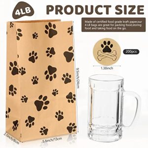 200 Paw Print Paper Bags: Perfect for Treats and Party Favors
