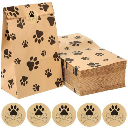 200 Paw Print Paper Bags: Perfect for Treats and Party Favors
