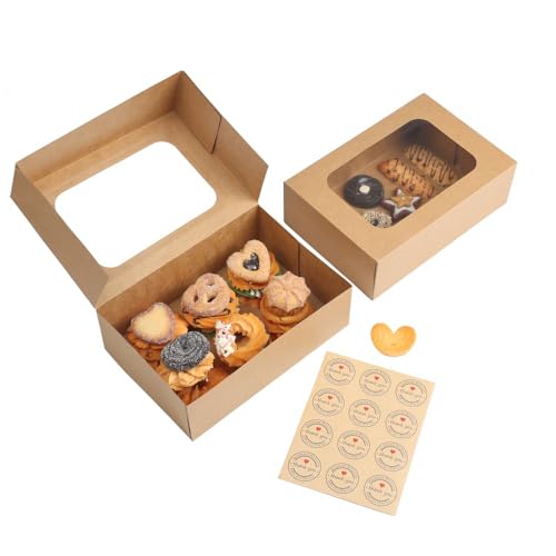 24 Pcs Brown Cookie Boxes with Window for Easy Holiday Gifting