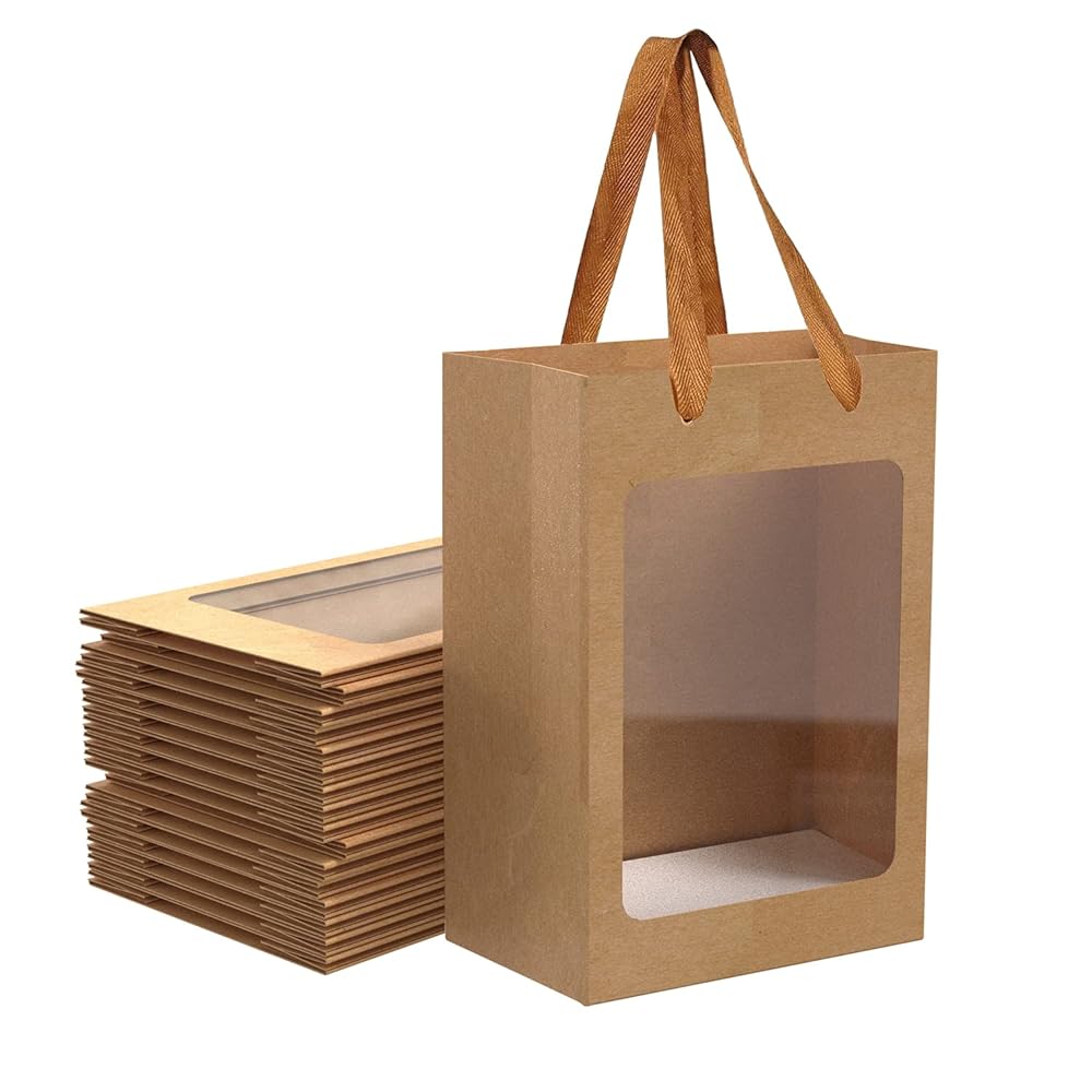 Charming Brown Paper Gift Bags with Window for All Occasions