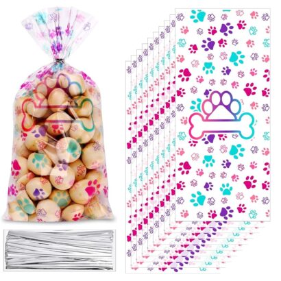 Colorful Dog Paw Treat Bags: Perfect for Your Pet's Christmas Party!