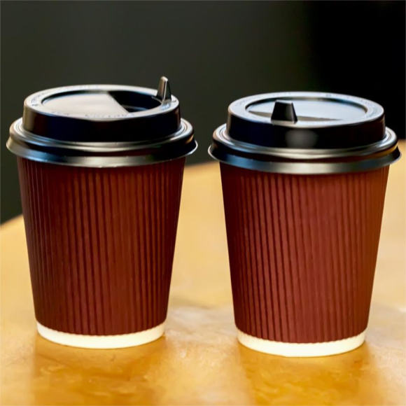 Custom Double Wall Coffee Cups with Logo and PS Lids for Hot Drinks