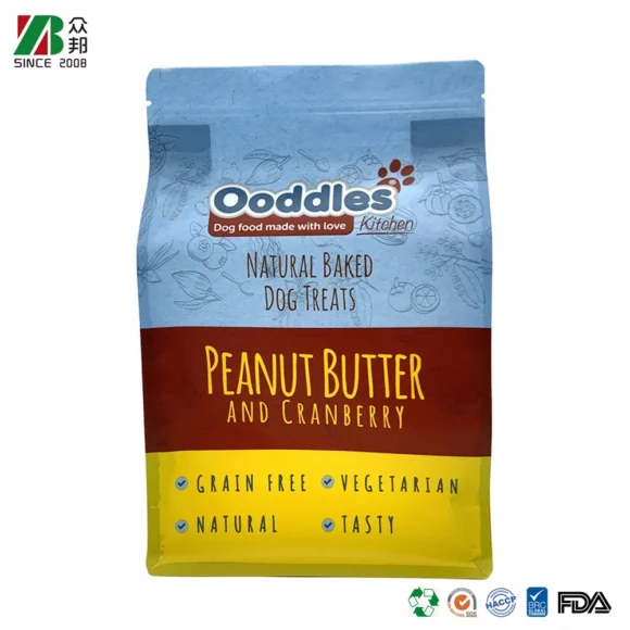 Custom Flat Bottom Plastic Bags for Pet Food & Treats with Zipper