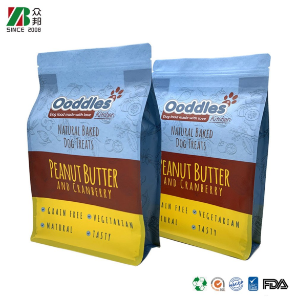 Custom Flat Bottom Plastic Bags for Pet Food & Treats with Zipper