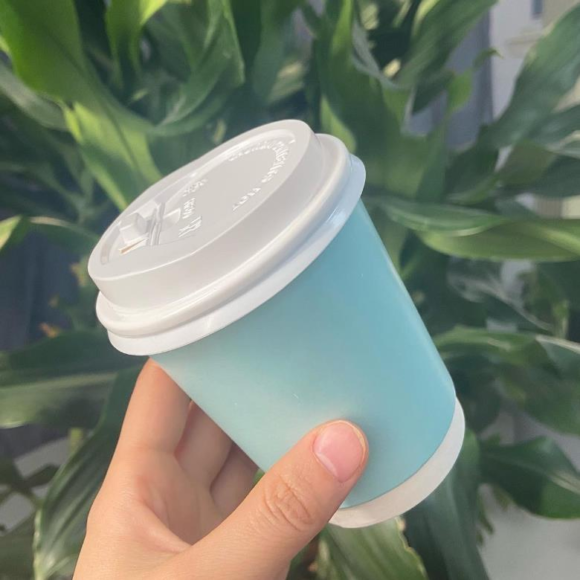 Custom Logo Disposable Blue Double Wall Paper Mugs for Coffee To-Go
