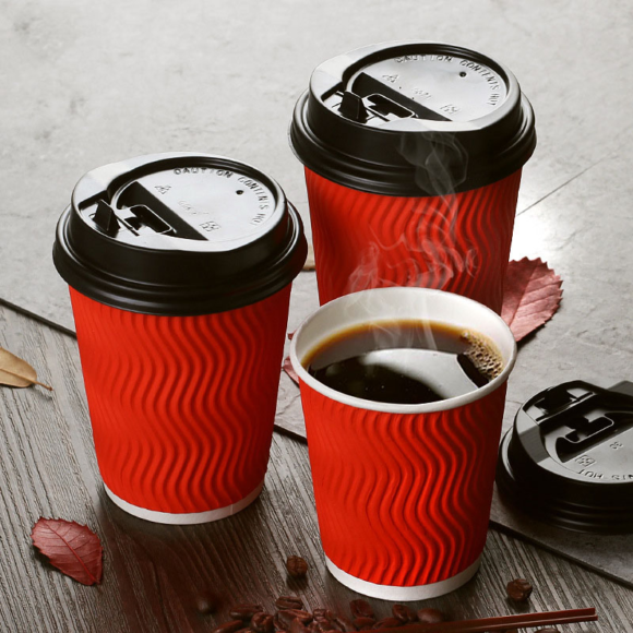 Eco-Friendly Disposable Cardboard Coffee Cups with Paper Lids