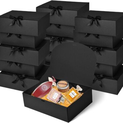 Elegant 12-Pack Black Gift Boxes for Every Special Occasion