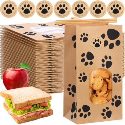 Perfect Bakery Bags for Dog Lovers: Tenceur 120 Pcs Paw Print Bags