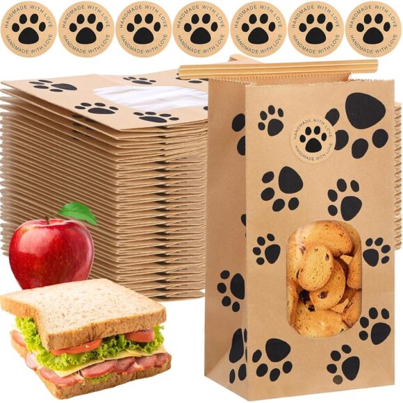 Perfect Bakery Bags for Dog Lovers: Tenceur 120 Pcs Paw Print Bags