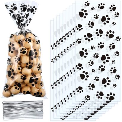 Perfect Pet Party Favors: Blulu 100-Piece Paw Cone Cellophane Bags