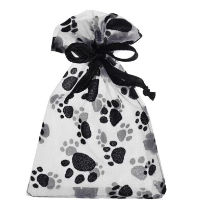 SHYRABBIT 4x6 Inch White Organza Bags with Paw Print Design - 100 Pack