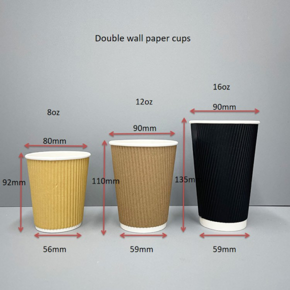 Stylish 12 Oz Black Ripple Wall Coffee Cups with Lids for Your Beverage