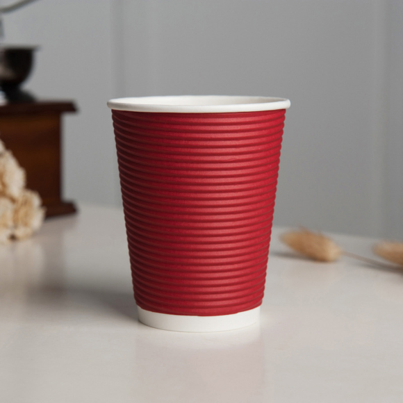 Stylish 16 Oz Insulated Brown Ripple Wall Cups for Hot Drinks On-the-Go