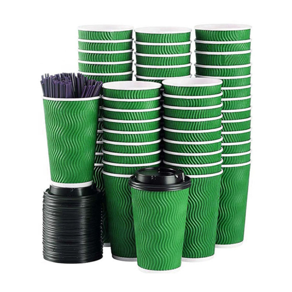 Stylish 16 Oz Insulated Brown Ripple Wall Cups for Hot Drinks On-the-Go