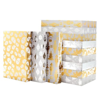 Stylish Holiday Gift Wrapping: UNIQOOO 12Pcs Metallic Christmas Boxes