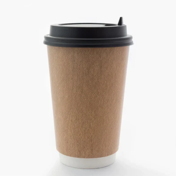 Versatile 4oz to 16oz Kraft Paper Coffee Cups with Lids for Hot Drinks