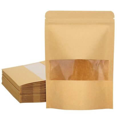 Versatile 50 Pack Kraft Zip Lock Pouch Bags for Easy Storage