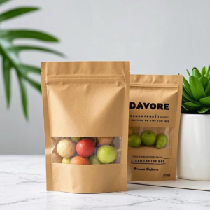 Versatile Brown Kraft Ziplock Pouches with Clear Window for Food Storage