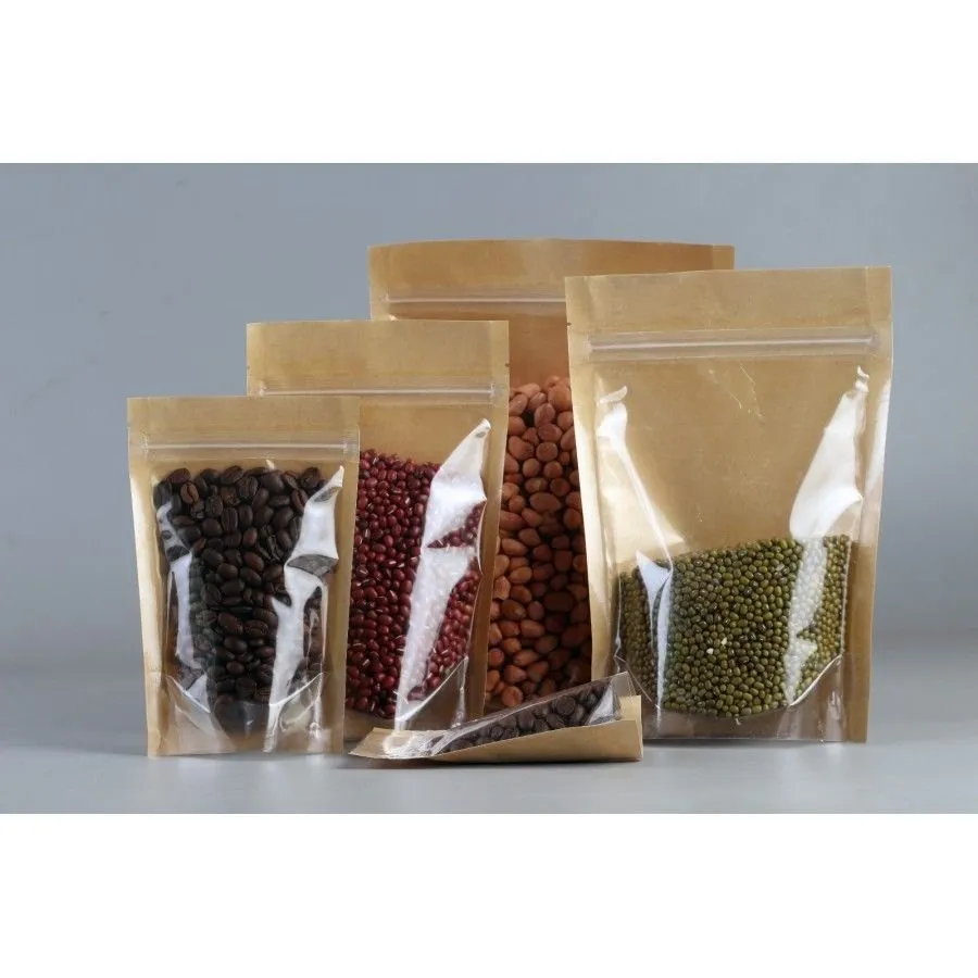 Versatile One Side Kraft Stand Up Pouch: 14 cm x 20 cm Zipper Design